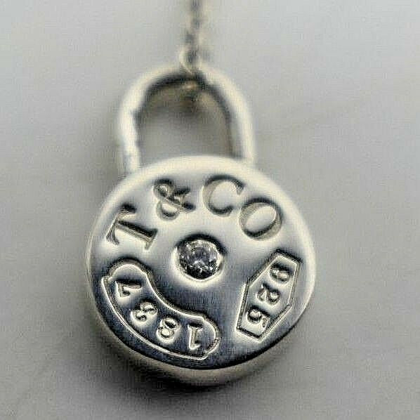 Tiffany & Co. 1837 Diamond Round Padlock Necklace Charm Pendant Sterling ($875) 