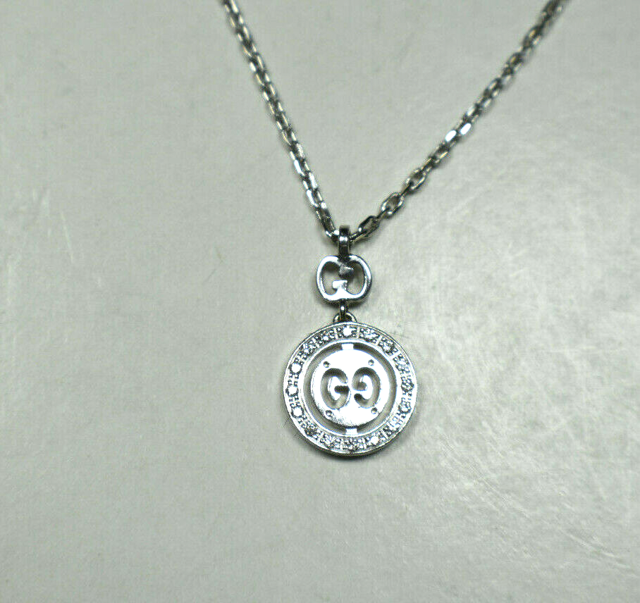Gucci Gold Diamond Double G Necklace Twirl Icon Logo Pendant Necklace