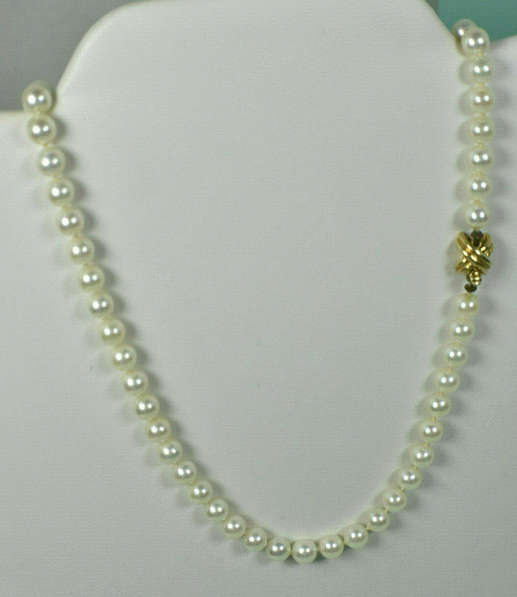 Tiffany & Co Akoya Pearl 18K Yellow Gold Signature X 18" Necklace w/Gift Case