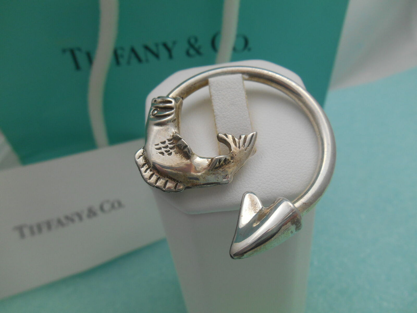 Tiffany & Co. Fish Themed Solid Sterling Silver Key Chain Ring -Very Rare! 