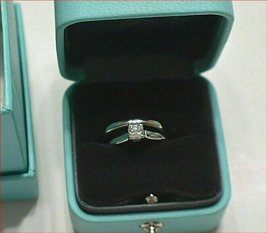 Tiffany & Co Platinum .40ct Lucida Diamond Engagement Wedding Band Rings Set