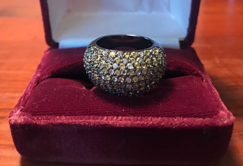 MCL Matthew Campbell Laurenza Sapphire Stardust Pave Ring Sterling Silver Sz 7