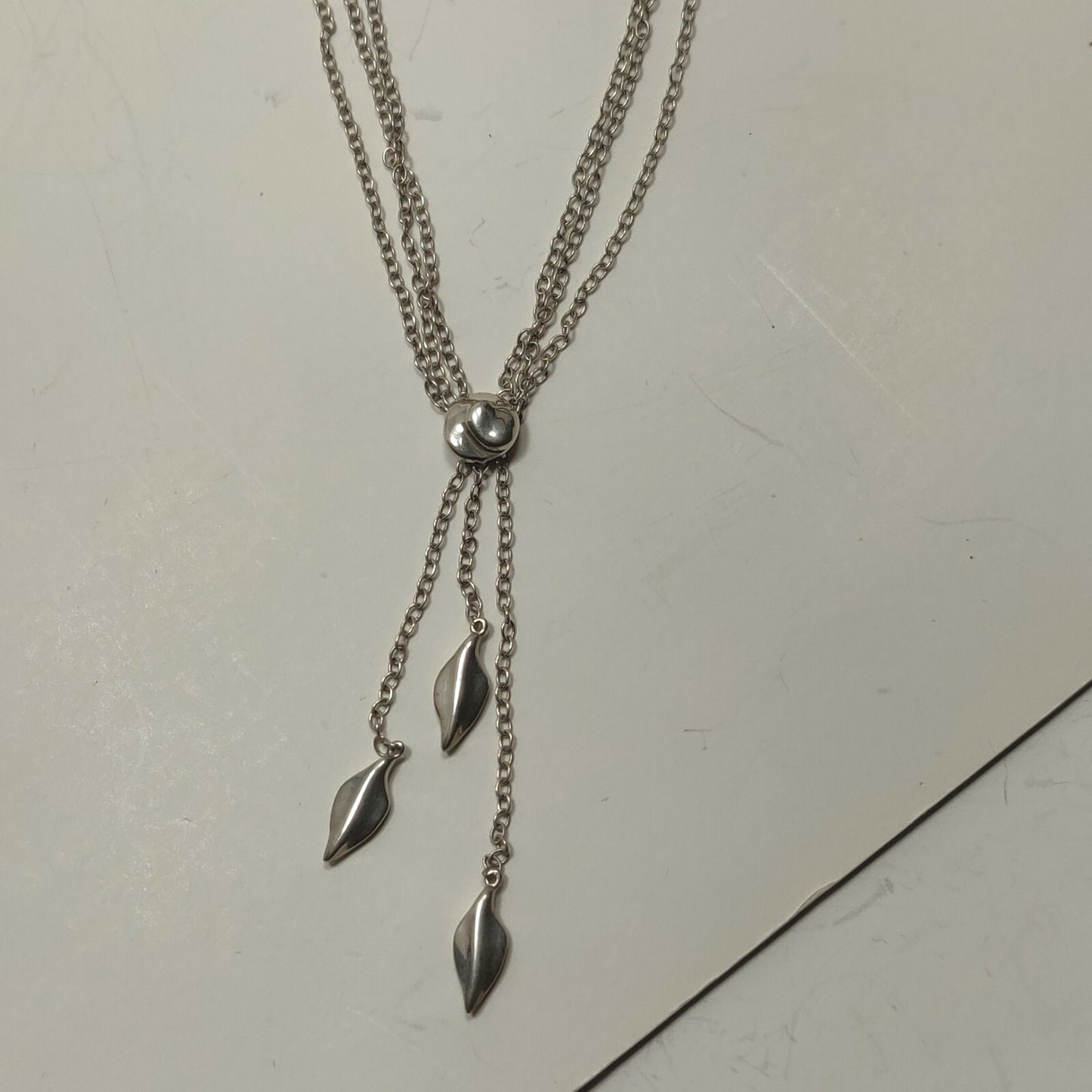 RARE Vintage Tiffany & Co Dangle Leaf Pendant Necklace Sterling Silver 18"