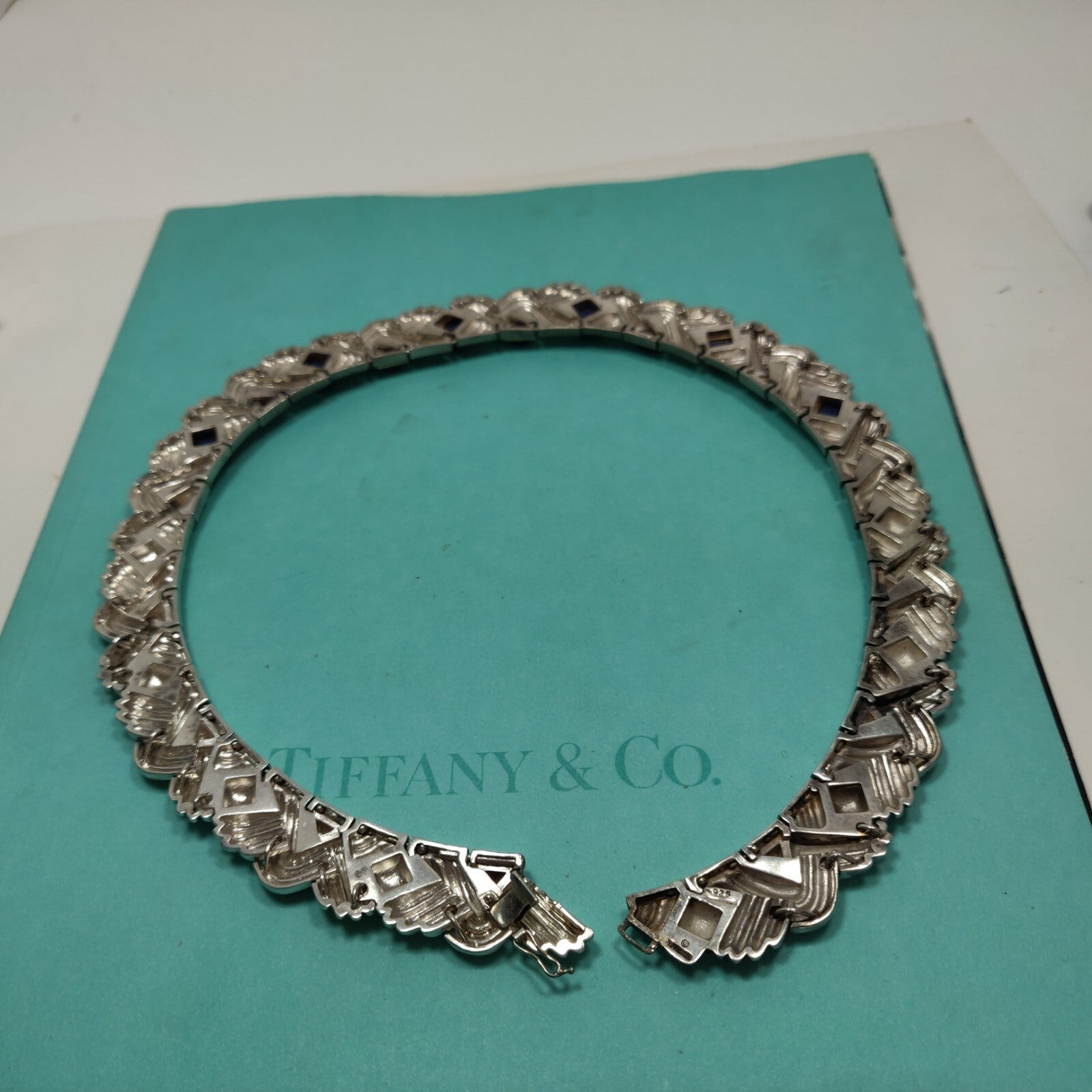Tiffany &Co Lapis Lazuli Rare Vintage Necklace Gold & Sterling Silver 18"