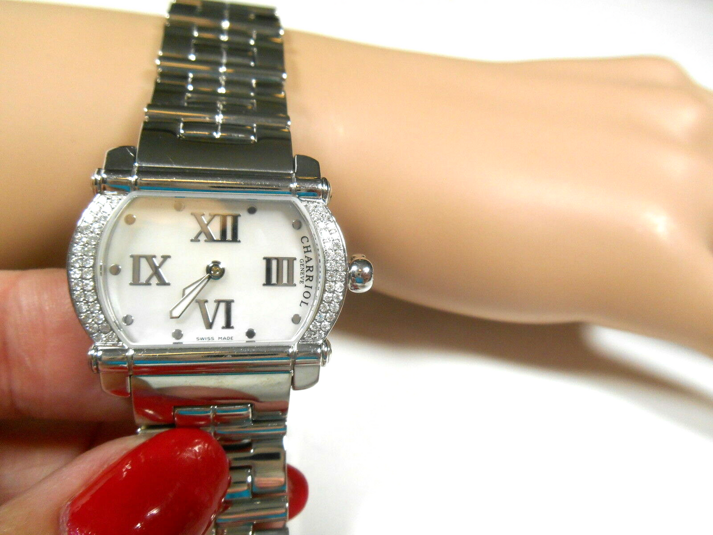 Ladies Phillipe Charriol Actor Diamond Watch Pearl Face Swiss Made, $7K RARE