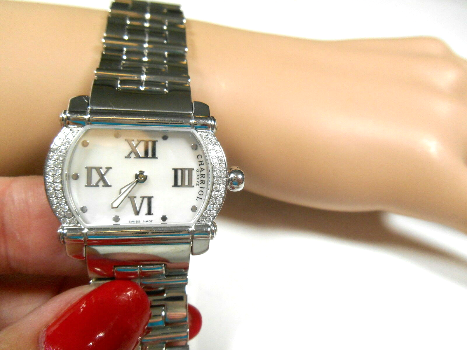 Ladies Phillipe Charriol Actor Diamond Watch Pearl Face Swiss Made, $7K RARE