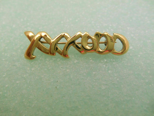 Tiffany &Co Picasso 18K Gold Signature XO Hugs Kisses Brooch Pin Rare #'d, Pouch