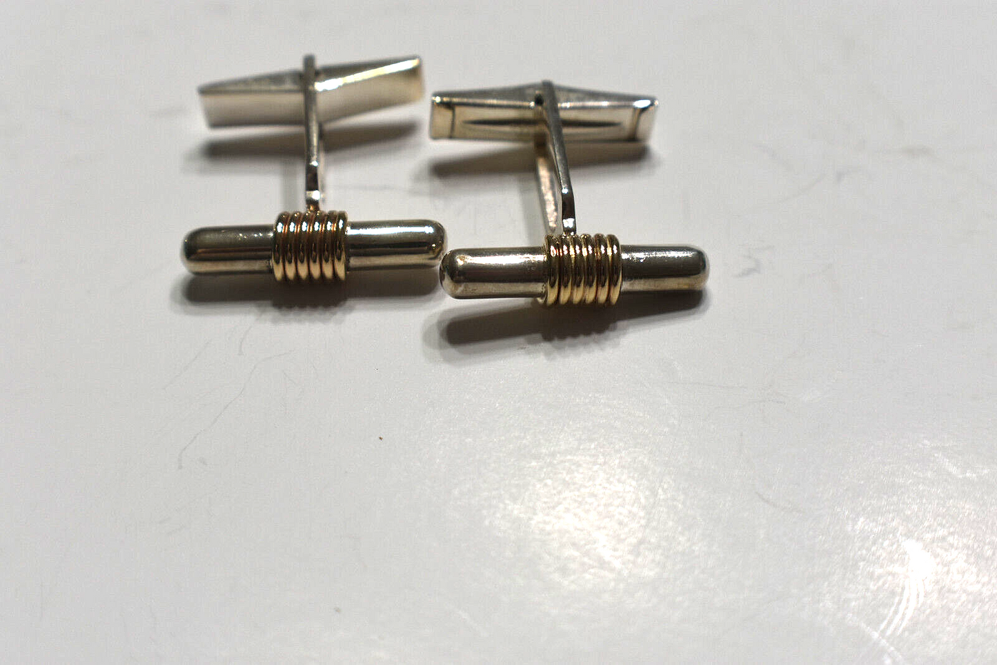 Tiffany & Co Vintage Silver & Gold Bar Cuff Links & Pouch Cufflinks