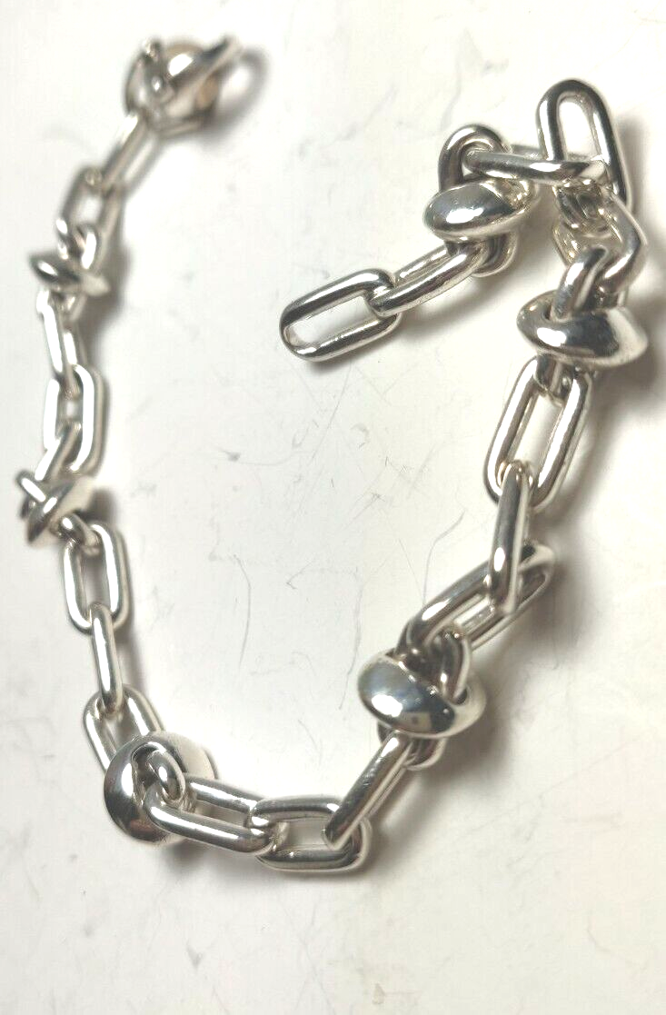 Tiffany & Co RARE Vintage Rectangle Link & Bead Bracelet Sterling Silver