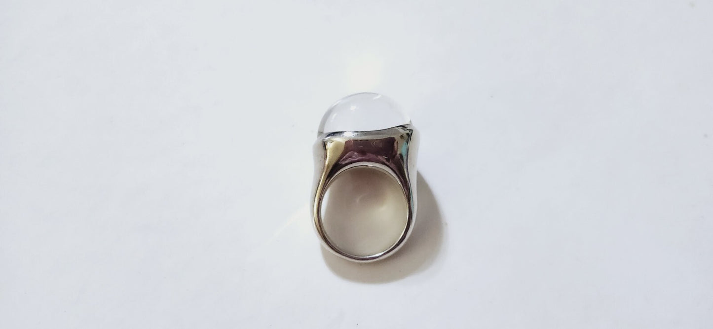 Tiffany & Co Elsa Peretti Large Domed Rock Crystal Ring Sz 6 , Very Rare!