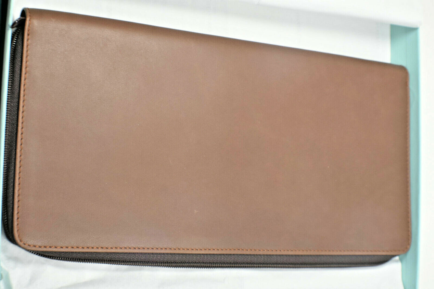 New Tiffany & Co. Continental Zip Around Wallet Brown Leather, Pochette