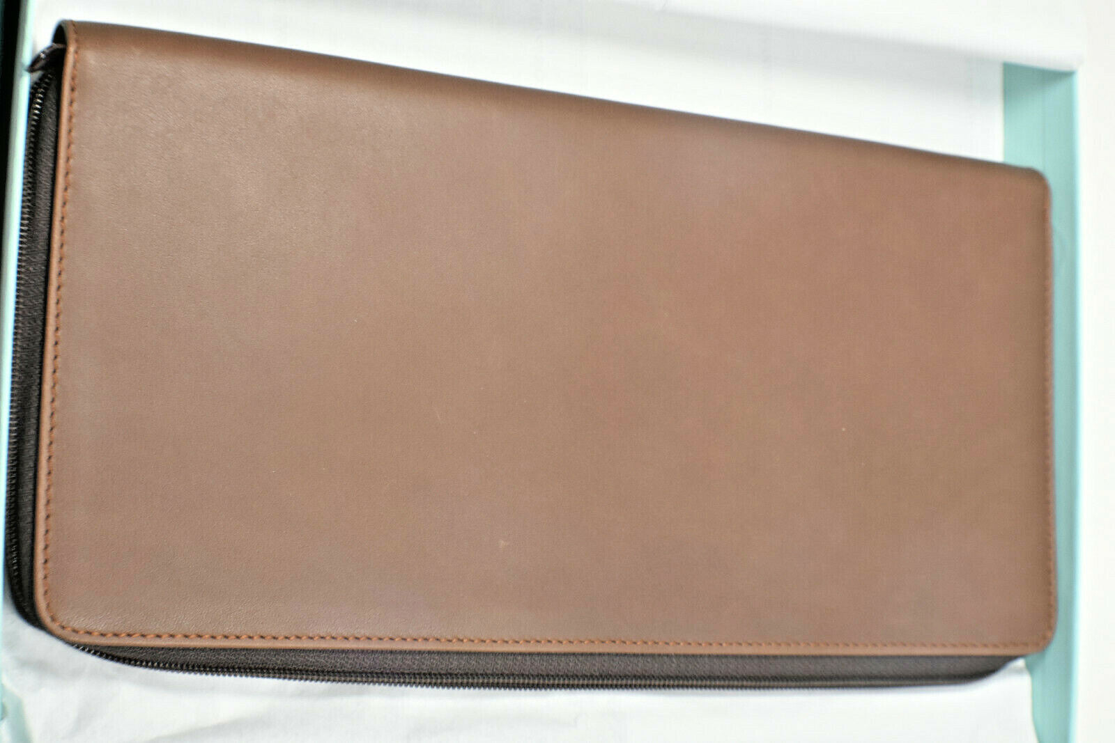 New Tiffany & Co. Continental Zip Around Wallet Brown Leather, Pochette