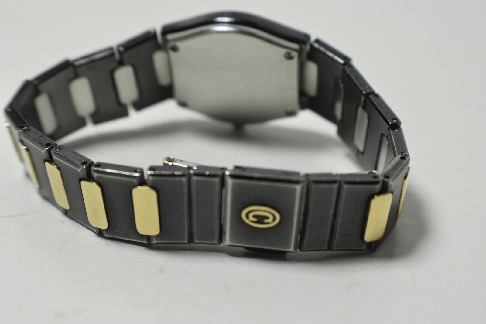 RARE Ladies Concord 18K Gold Gun Metal Black SS Swiss Date Watch w/ Box