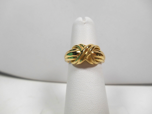 Tiffany & Co Signature X Kiss 18K Gold Band Ring, Sizable 5