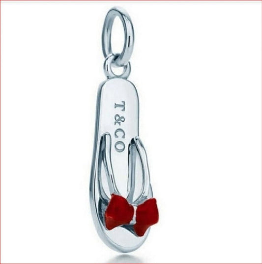 Tiffany &Co Enamel Beach Sandal Flip Flop Shoe Charm Pendant 4 Necklace Bracelet