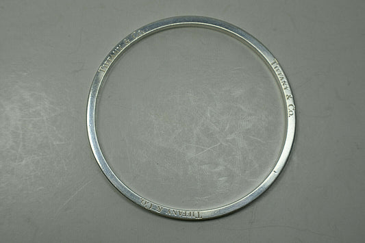 Tiffany & Co Italy Narrow Icon Bangle Bracelet Sterling Silver, Newly Polished!