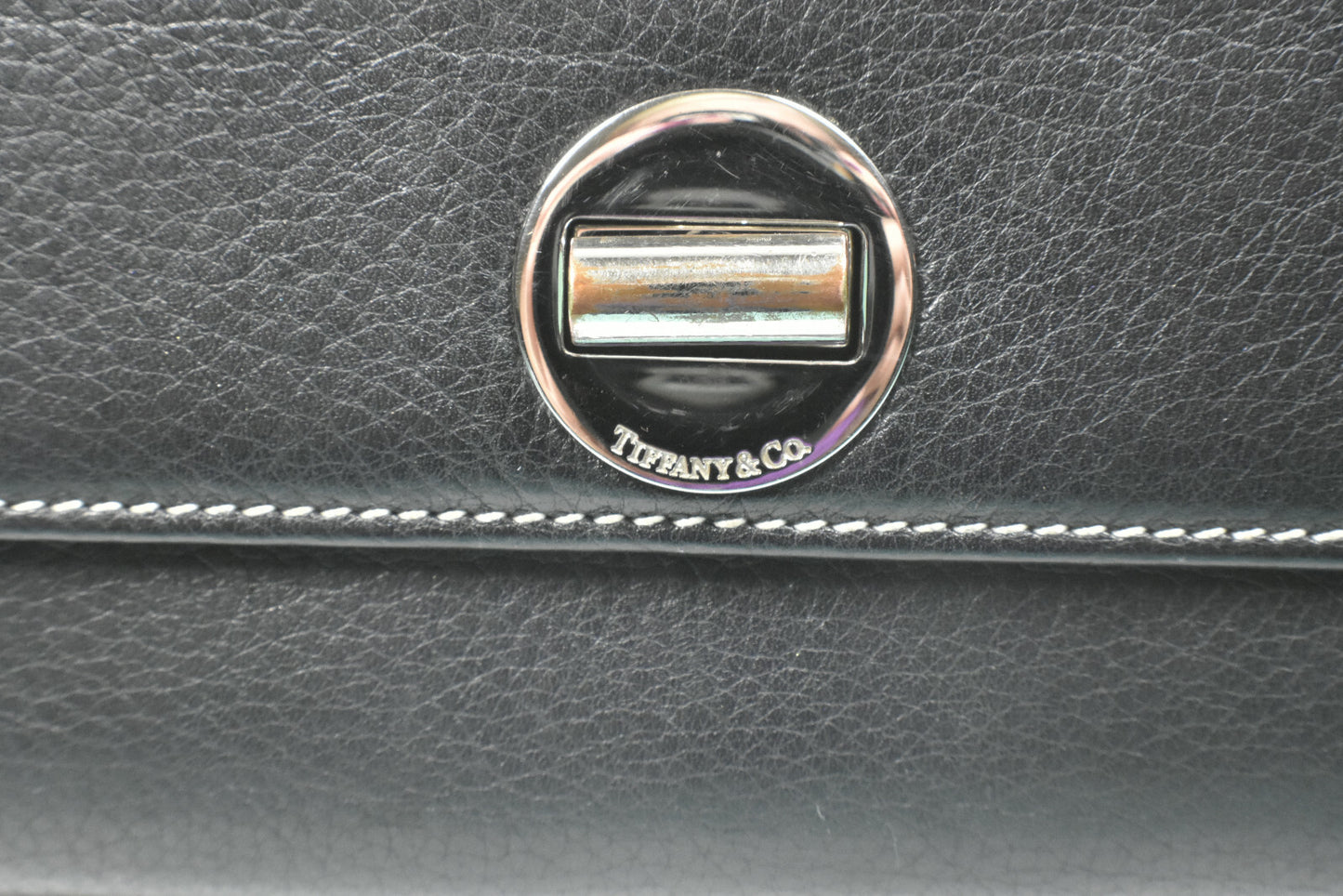 Tiffany & Co Wallet Continental Black & Blue Leather Manhattan Collection VGC