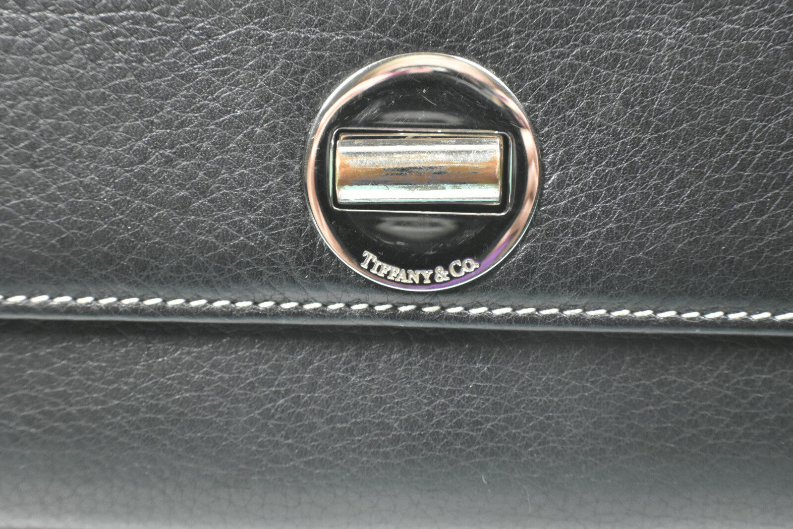 Tiffany & Co Wallet Continental Black & Blue Leather Manhattan Collection VGC