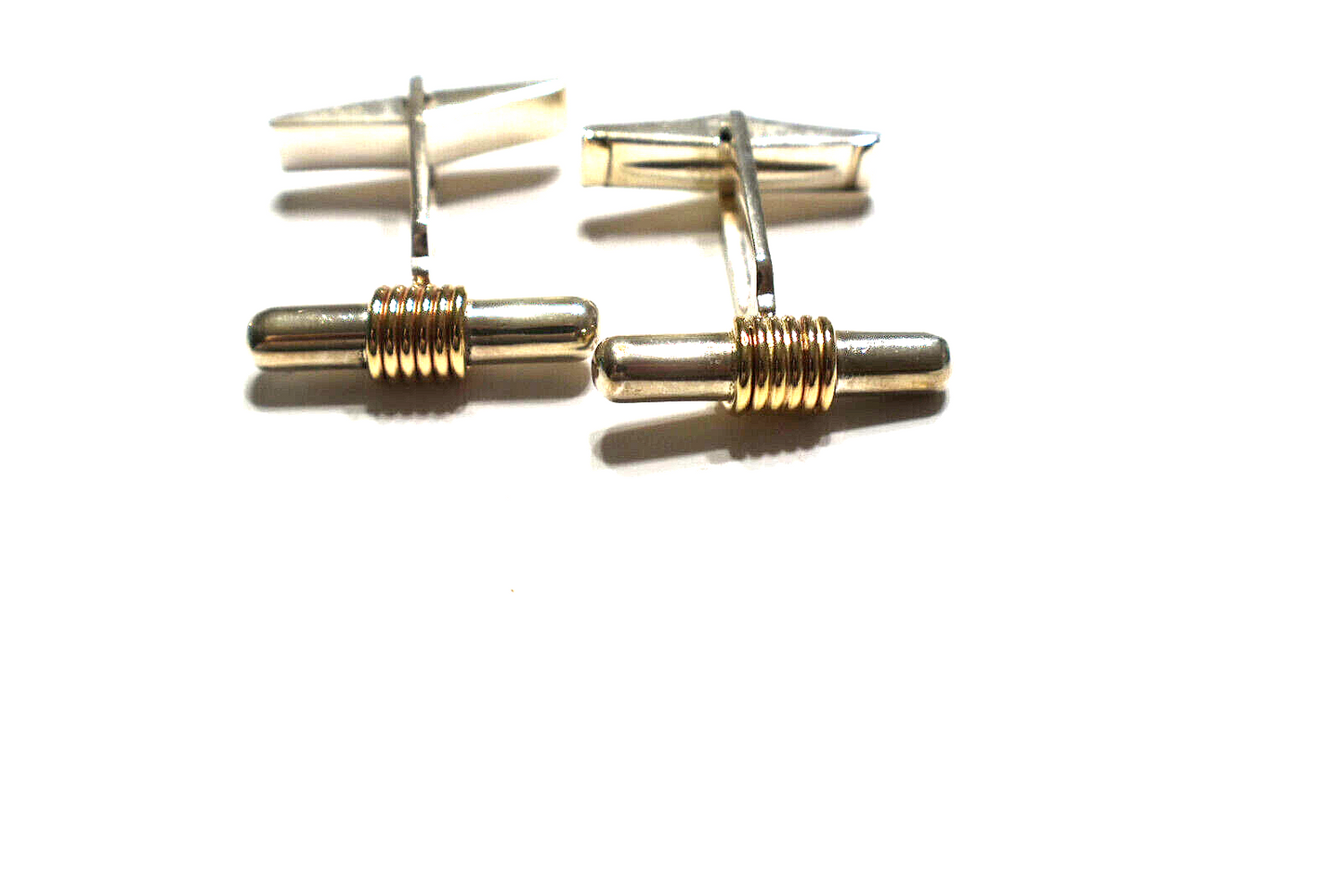 Tiffany & Co Silver & Gold Bar Cuff Links & Pouch Vintage Cufflinks