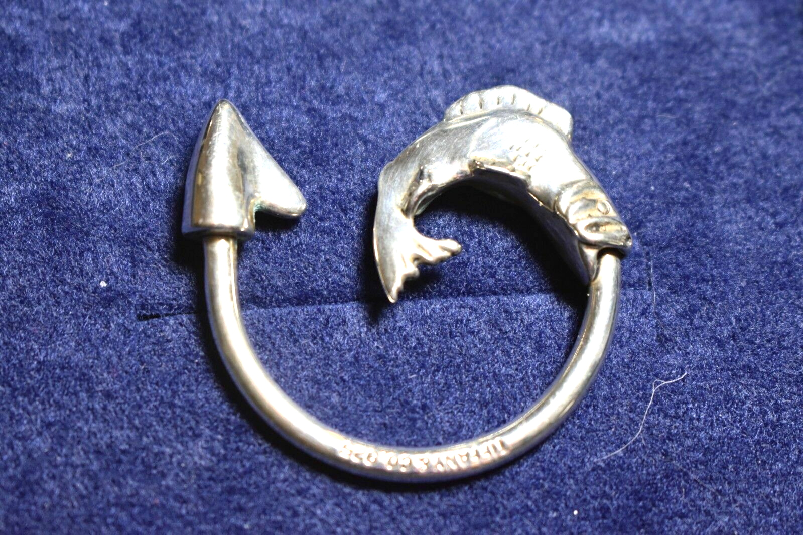 Tiffany & Co. Bass Fish Theme Sterling Silver Key Chain Ring