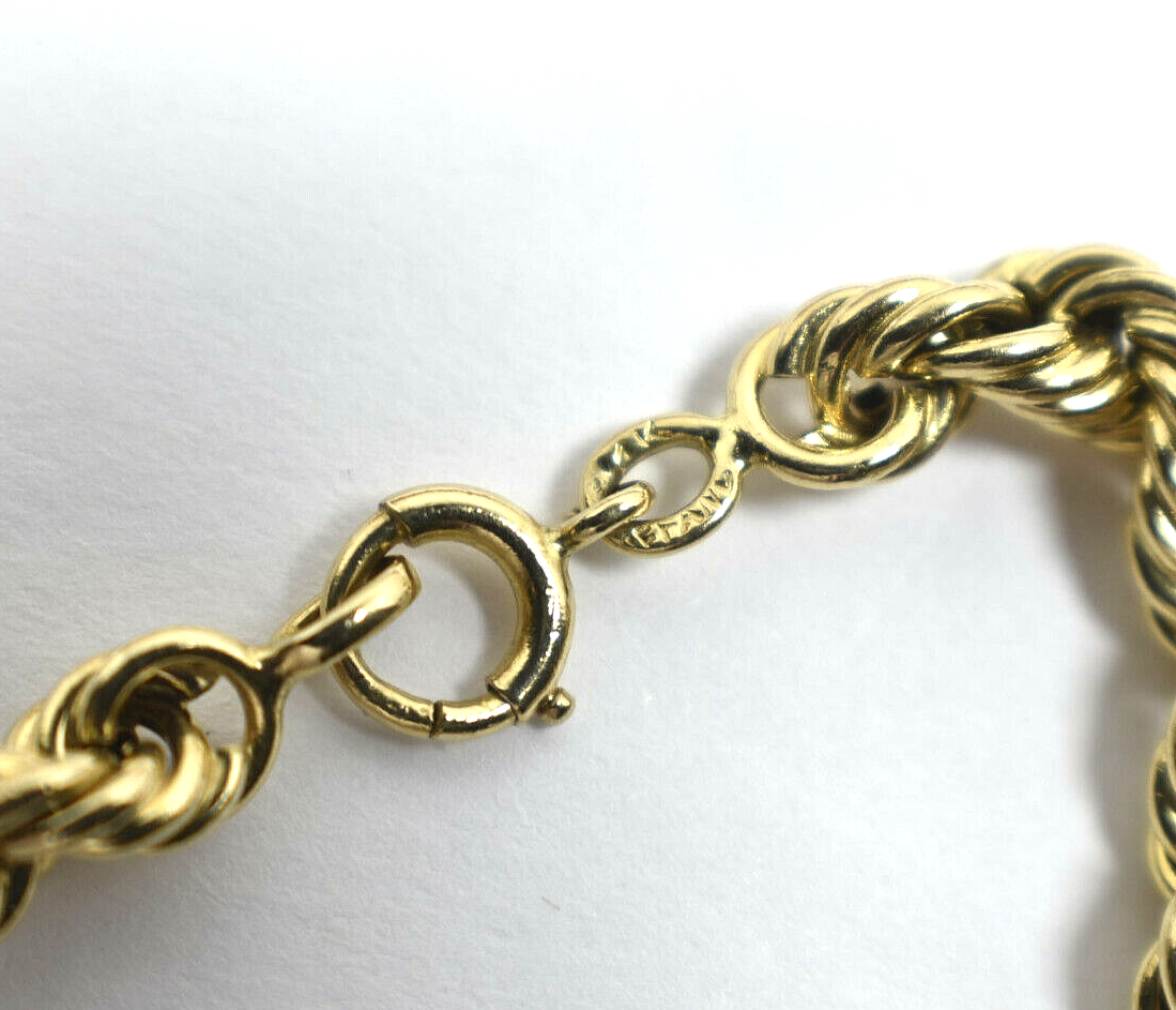 TIFFANY & Co Braided Twist Rope Chain Link Cable 14K 2 Tone Gold Bracelet 7"