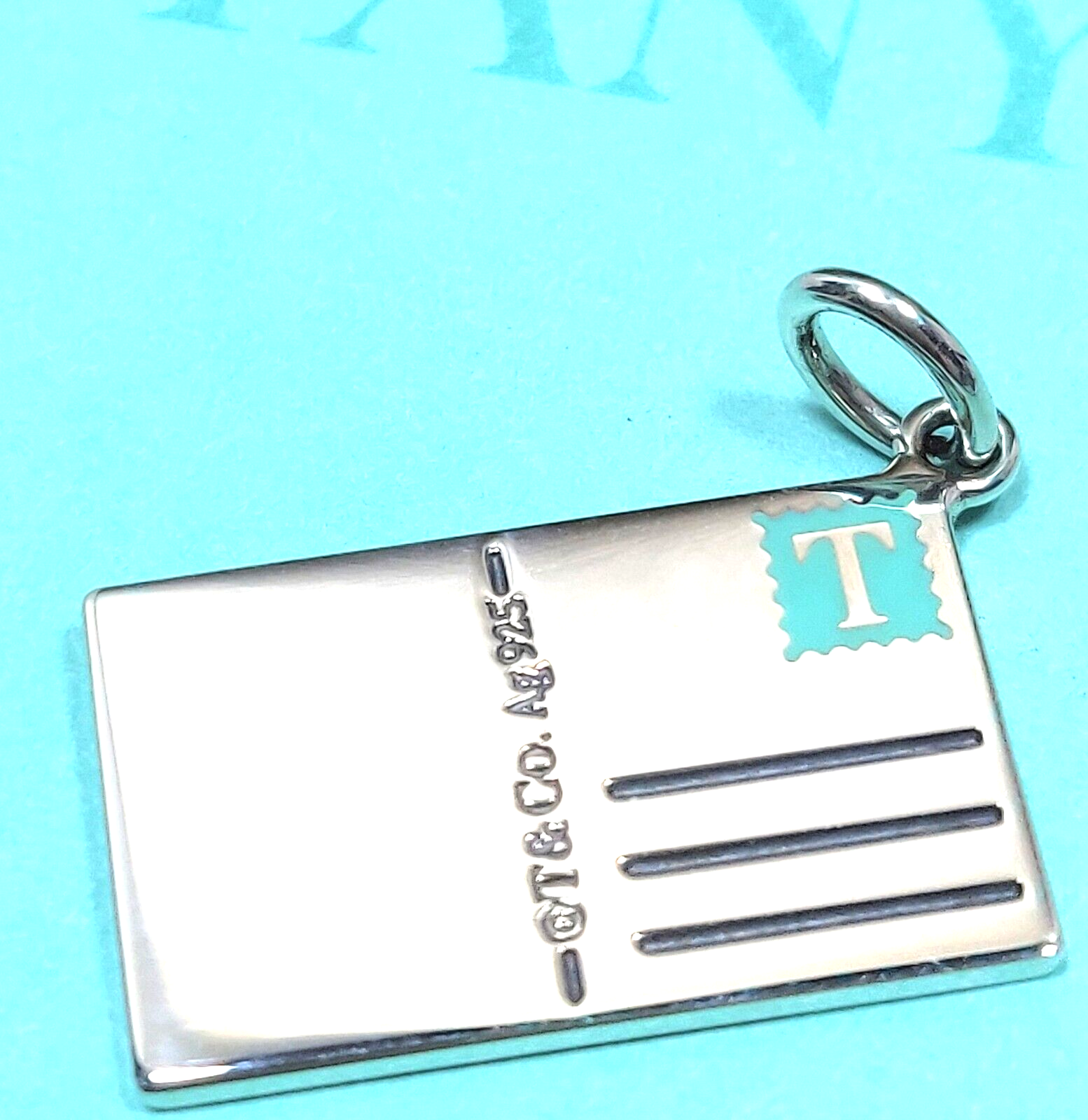 NEW Tiffany & Co. Postcard Charm Canada Blue Enamel Charm 4 Bracelet or Necklace