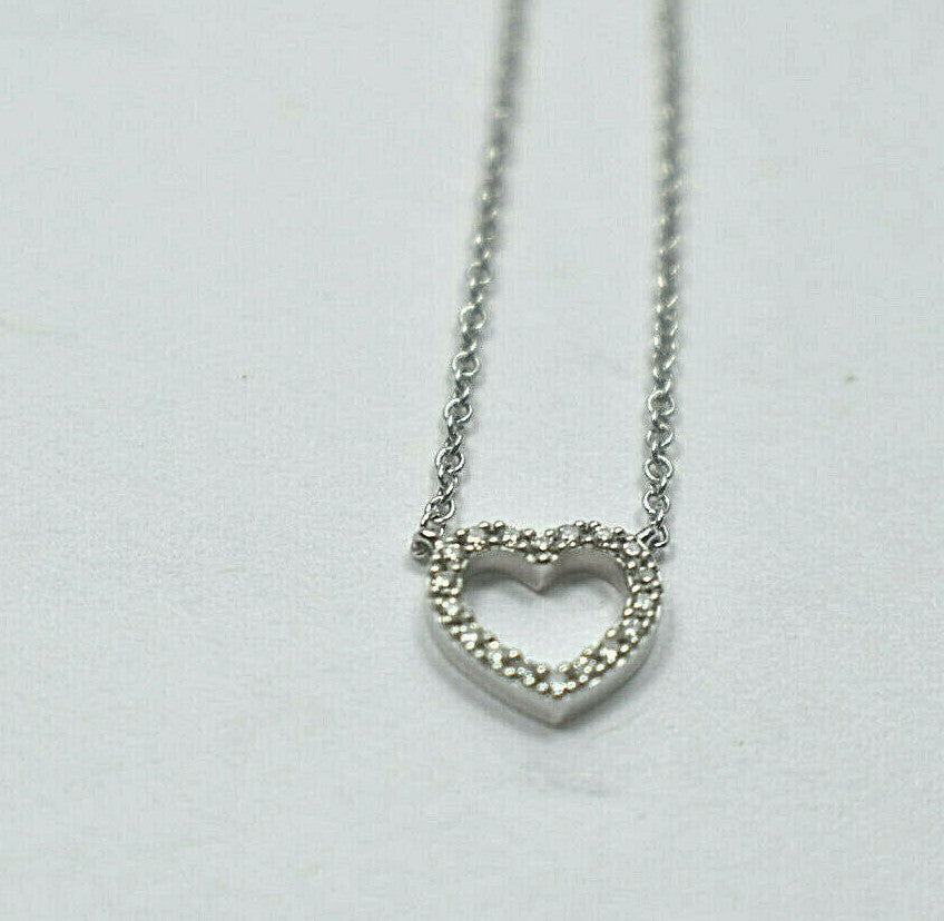Tiffany & Co Metro 18K Gold Mini Heart Diamond Pendant 16" with Pouch