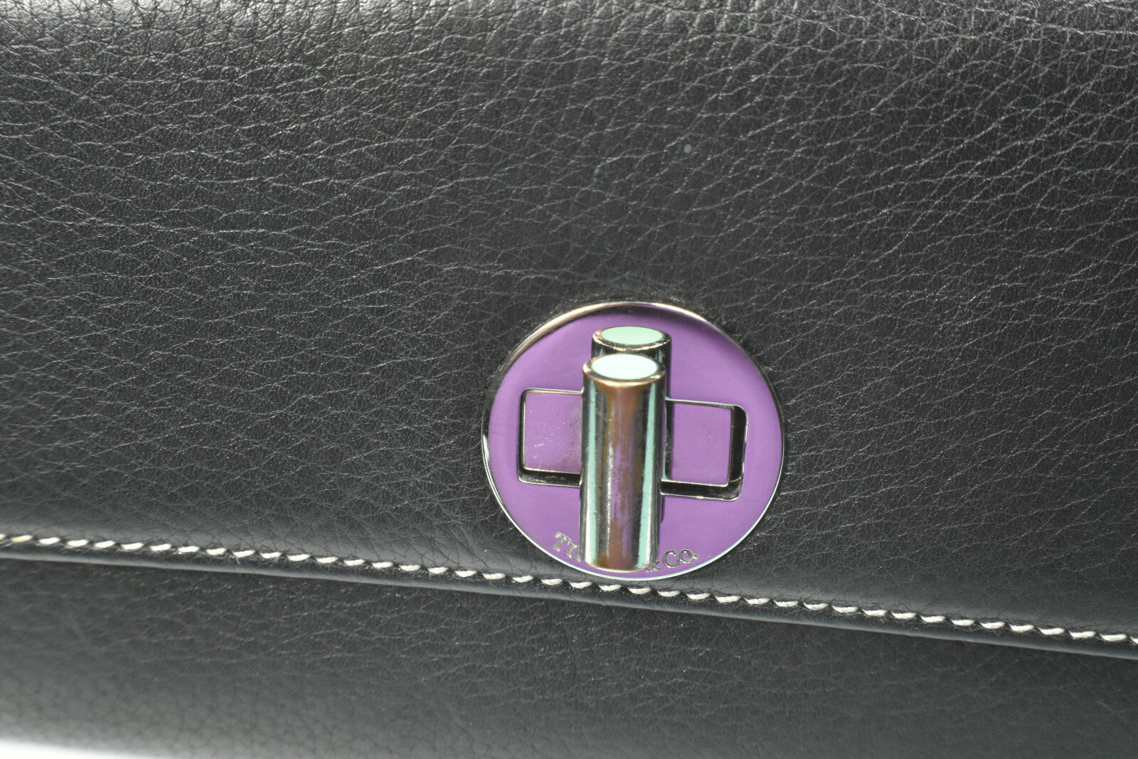 Tiffany & Co Wallet Continental Black & Blue Leather Manhattan Collection VGC