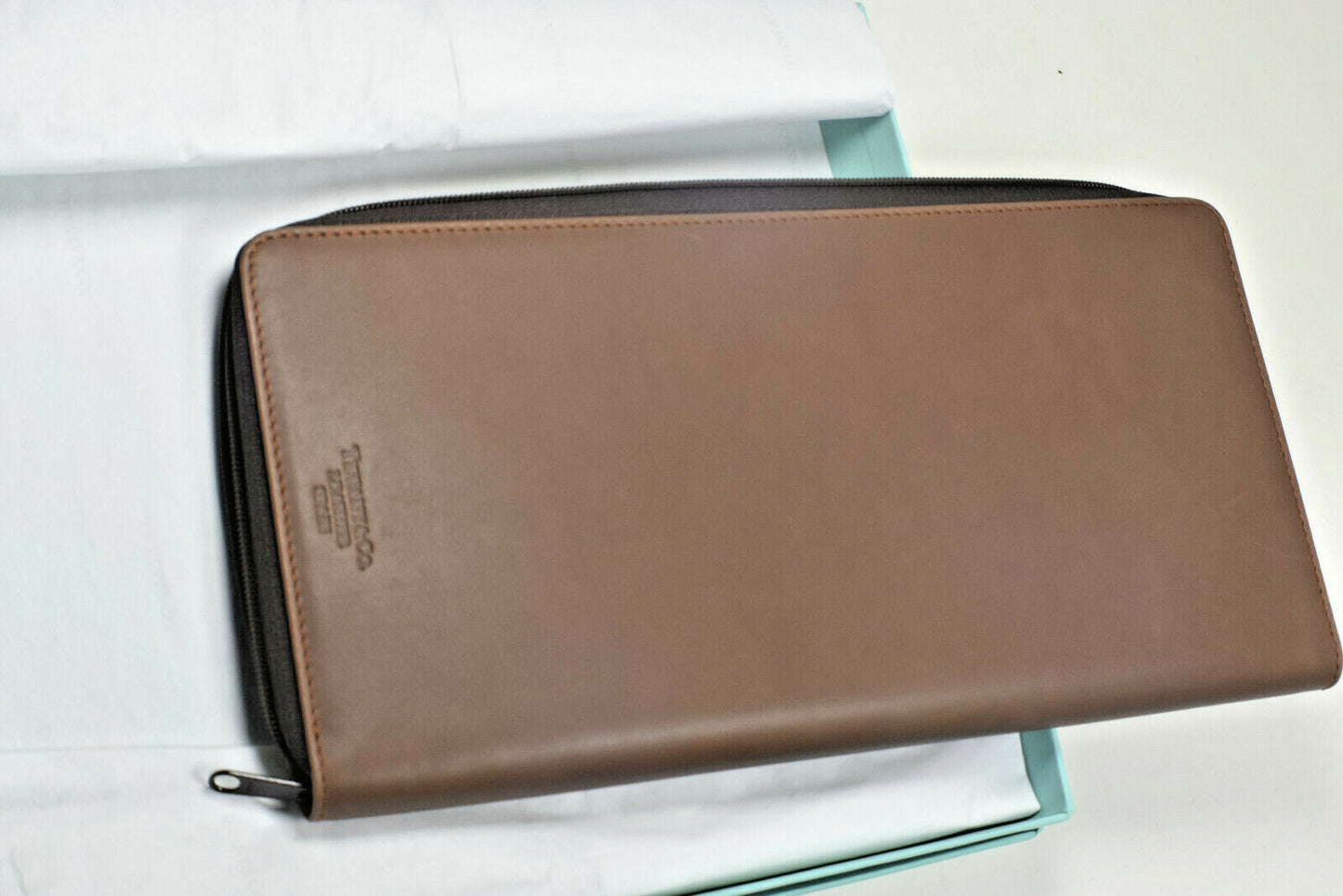 New Tiffany & Co. Continental Zip Around Wallet Brown Leather, Pochette