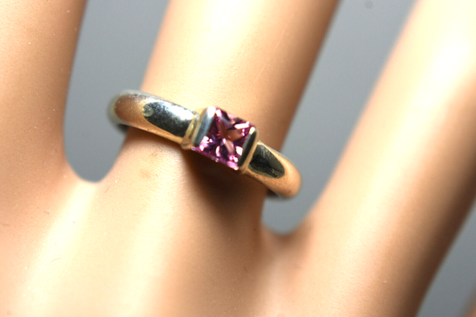 Tiffany & Co Tourmaline Princess Cut Sterling Silver Stackable Ring Sizable 5
