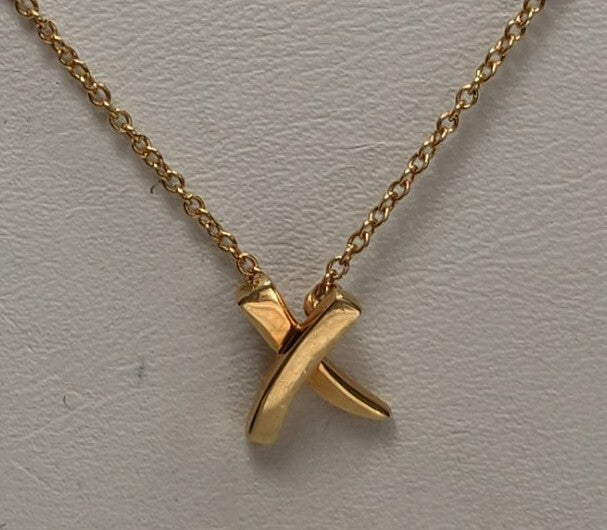Tiffany & Co Paloma Picasso 18K Gold Mini Graffiti X Necklace - Stacks Well
