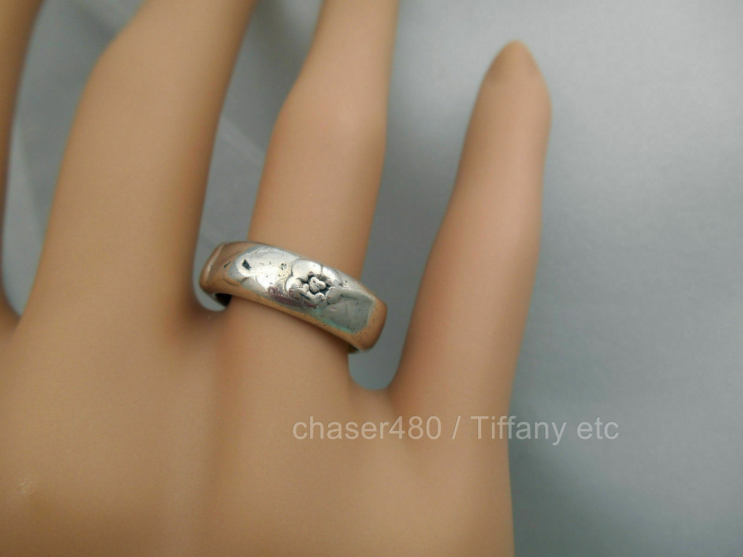 TIFFANY & Co. Nature Rose Flower Ring  Rare - Sterling Silver Sz 5.5