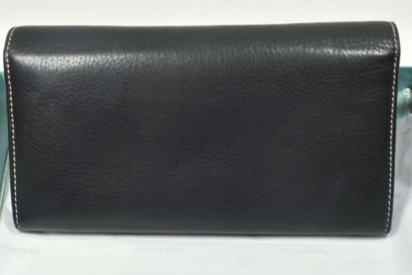 Tiffany & Co Wallet Continental Black & Blue Leather Manhattan Collection VGC