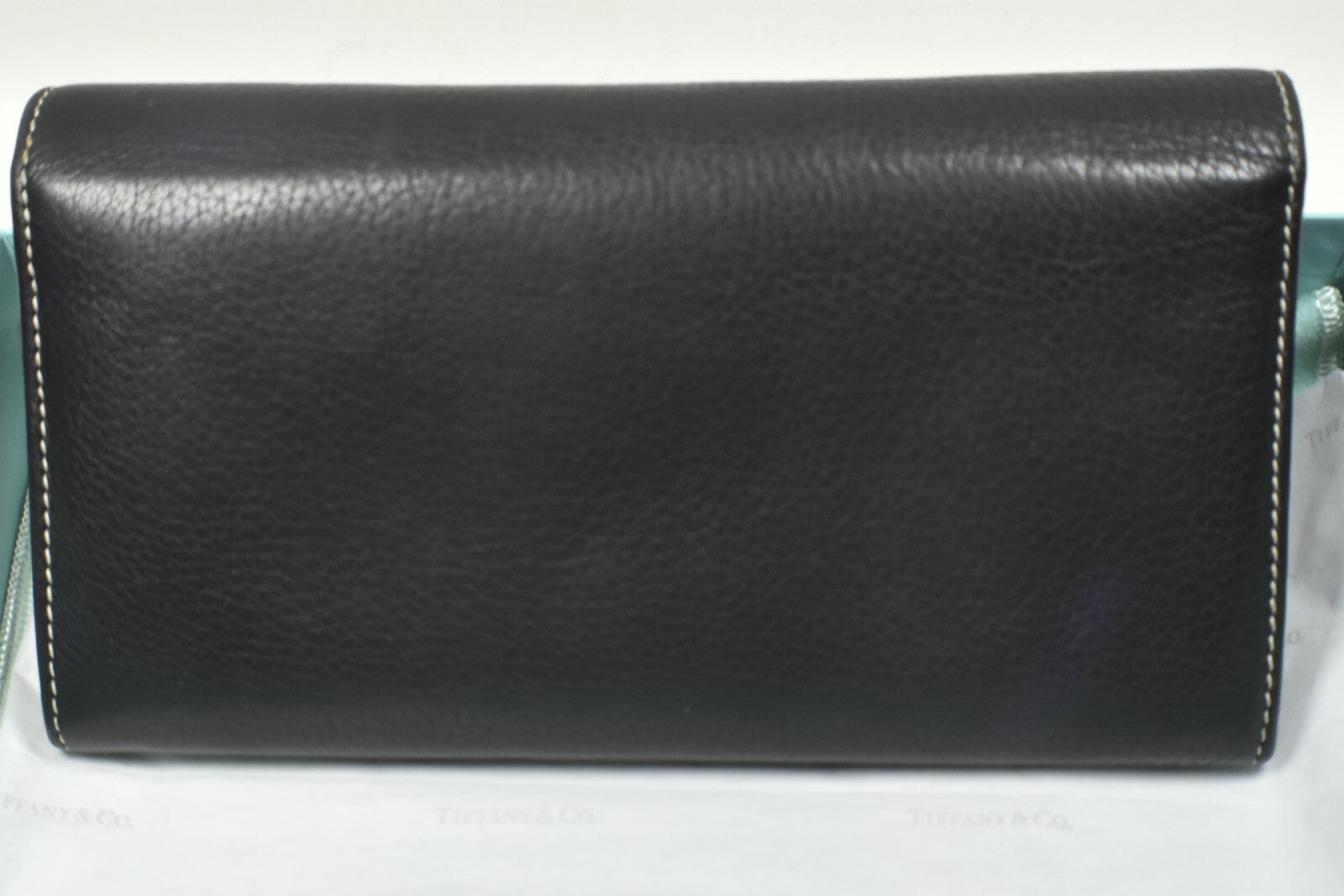 Tiffany & Co Wallet Continental Black & Blue Leather Manhattan Collection VGC