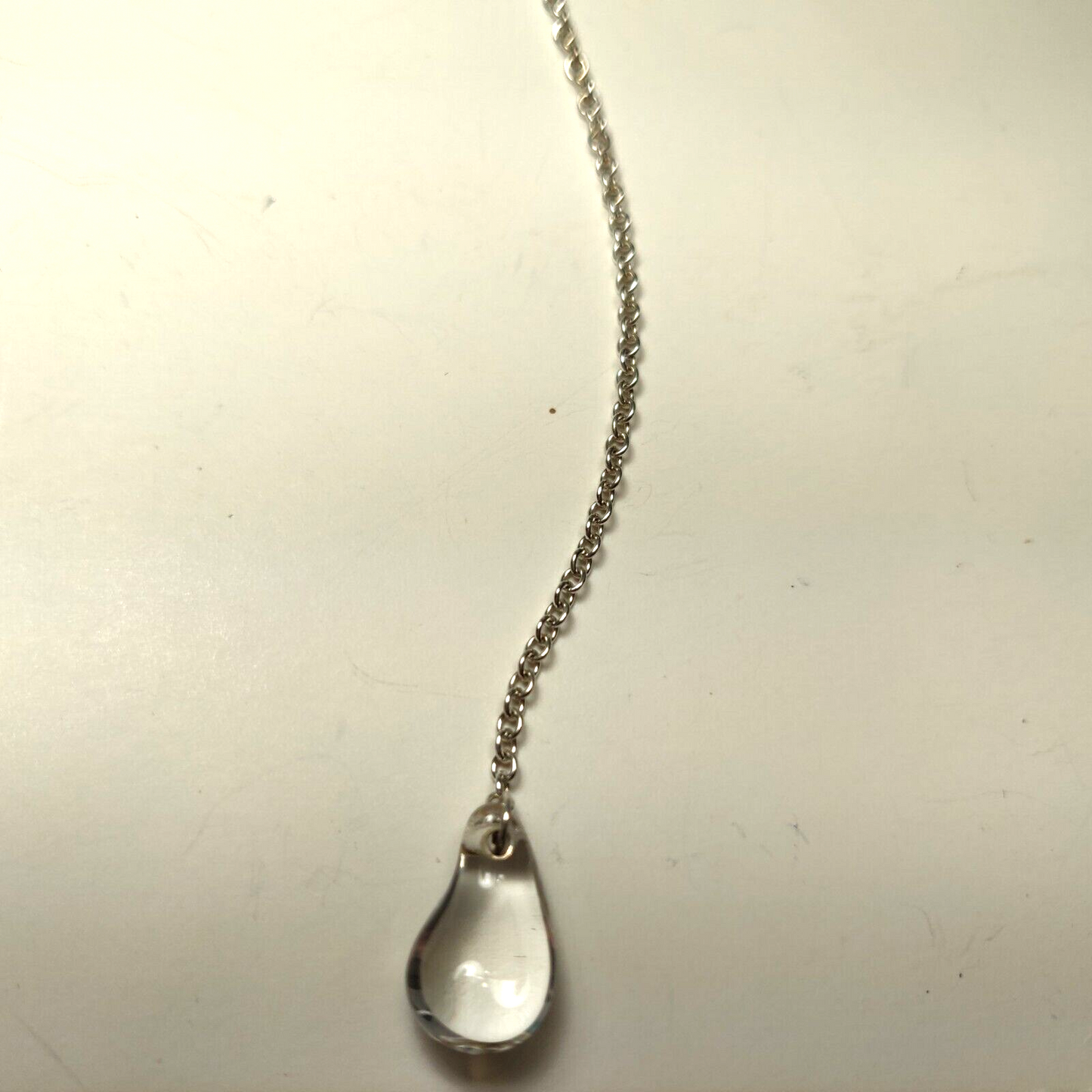 Tiffany & Co Peretti Lariat Large Rock Crystal Teardrop Necklace 22" Silver Rare