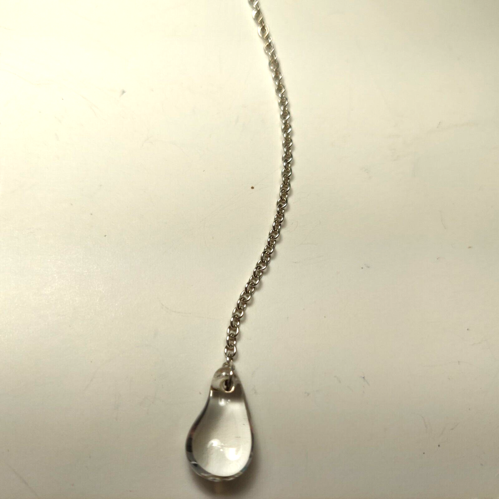 Tiffany & Co Peretti Lariat Large Rock Crystal Teardrop Necklace 22" Silver Rare