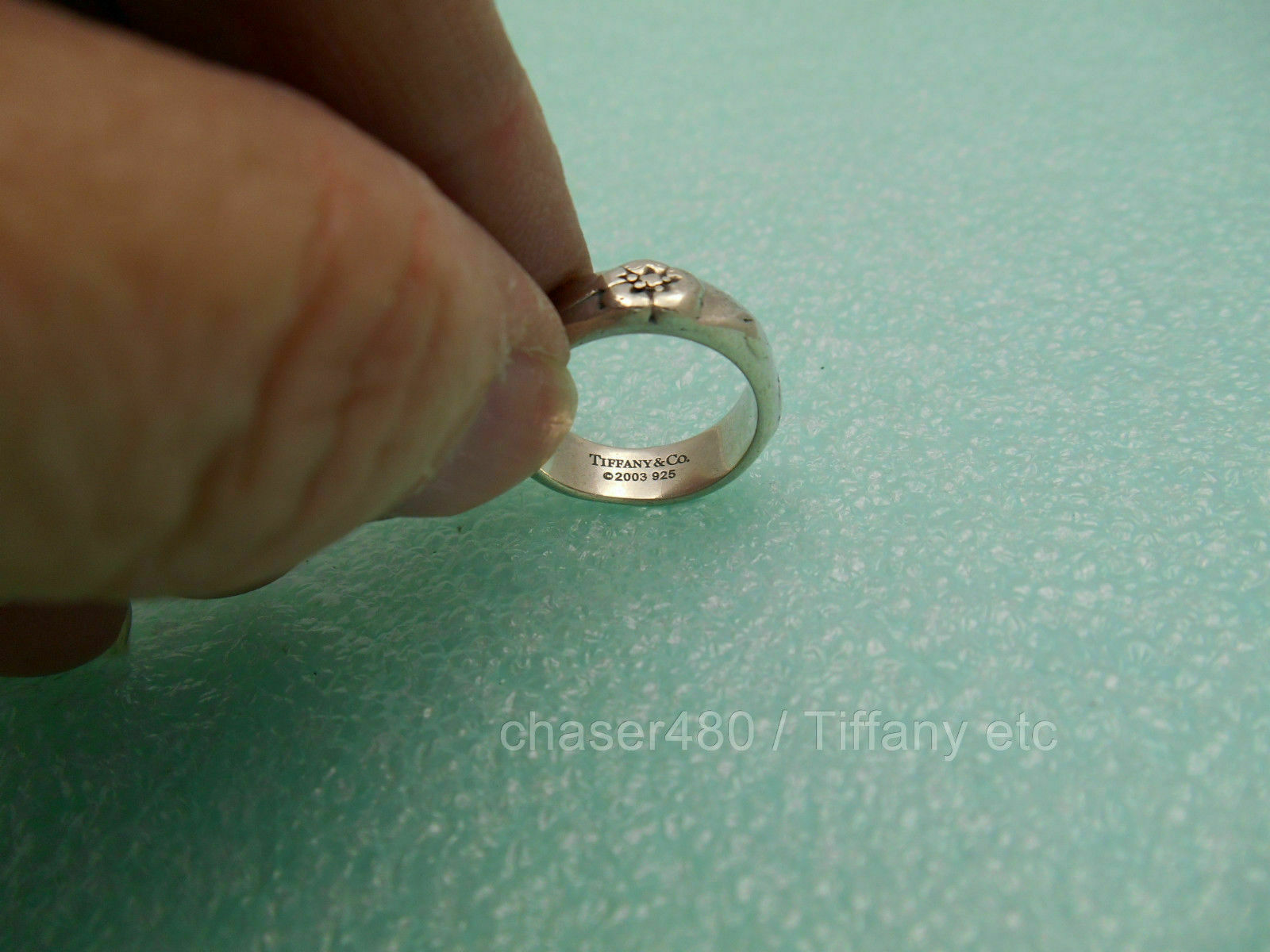 TIFFANY & Co. Nature Rose Flower Ring  Rare - Sterling Silver Sz 5.5