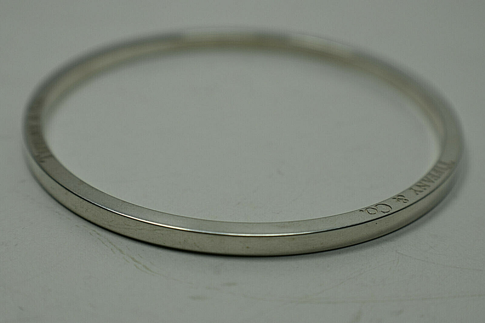 Tiffany & Co Italy Narrow Icon Bangle Bracelet Sterling Silver, Newly Polished!