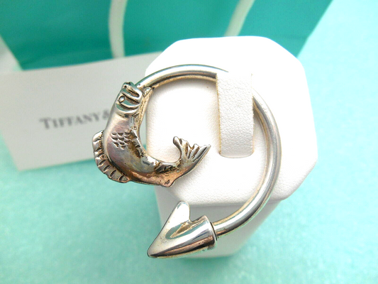 Tiffany & Co. Bass Fish Theme Sterling Silver Key Chain Ring