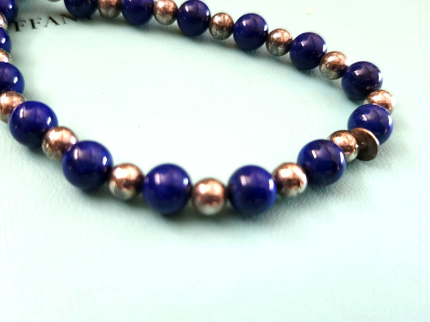 Tiffany & Co 29" Lapis Lazuli Round Bead Necklace Sterling Silver Rare Vintage