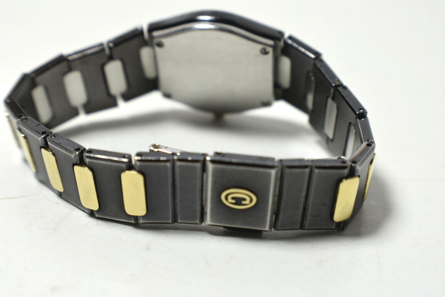 Ladies Concord 18K Gold Plate & Black SS Swiss Date Watch, Boxed, 23mm Rare
