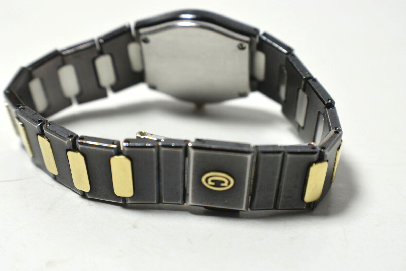 Ladies Concord 18K Gold Plate & Black SS Swiss Date Watch, Boxed, 23mm Rare