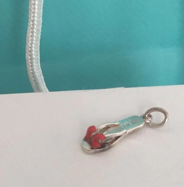 Tiffany &Co Enamel Beach Sandal Flip Flop Shoe Charm Pendant 4 Necklace Bracelet