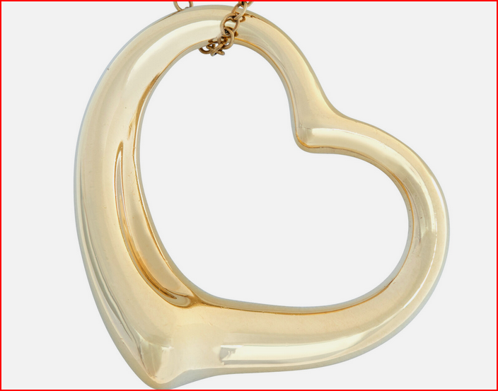 Tiffany & Co Elsa Peretti 18K Gold XL 36mm Open Heart Necklace Tiffany Box