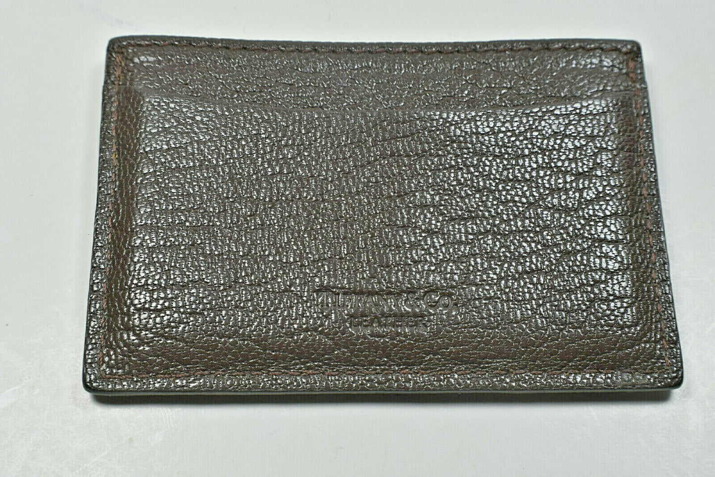 Tiffany & Co '1837' Brown Grain Leather Card Case Wallet w Orig Box