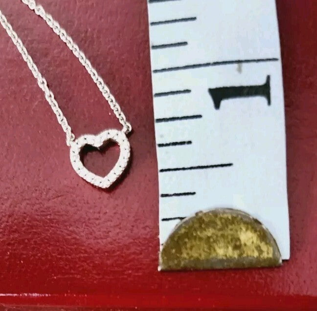 Tiffany & Co Metro 18K Gold Mini Heart Diamond Pendant 16" with Pouch