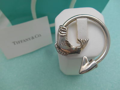 Tiffany & Co. Fish Themed Solid Sterling Silver Key Chain Ring