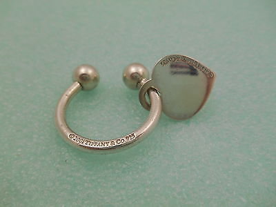 TIFFANY & Co. Heart Tag Charm Sterling Silver Key Chain Ring Vintage