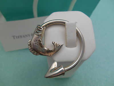 Tiffany & Co. Fish Themed Solid Sterling Silver Key Chain Ring