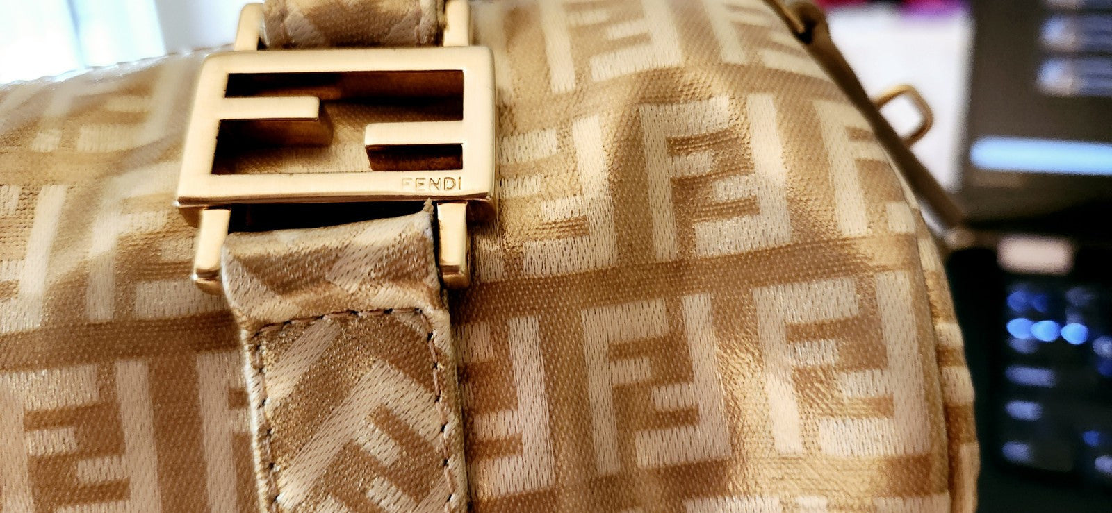 Fendi Gold Icon Logo Boston Bag with Dust Bag Perfect 4 Special Or Anytime Exlnt